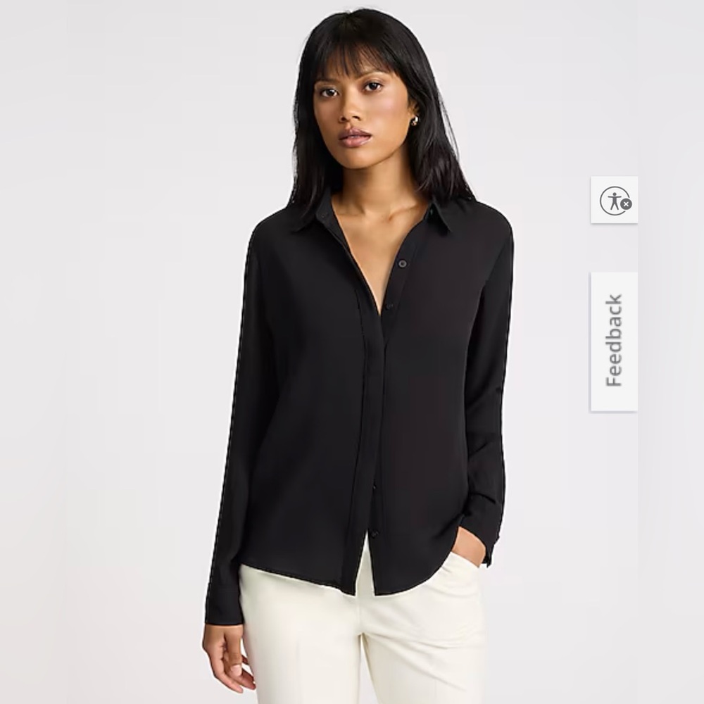Express Black Slim Fit Portofino Blouse